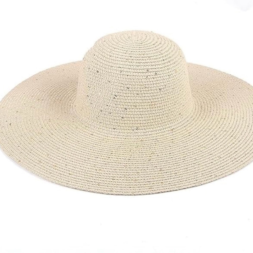 Target Women's Wide Brim Straw Sun Hat - Cream glitter confetti